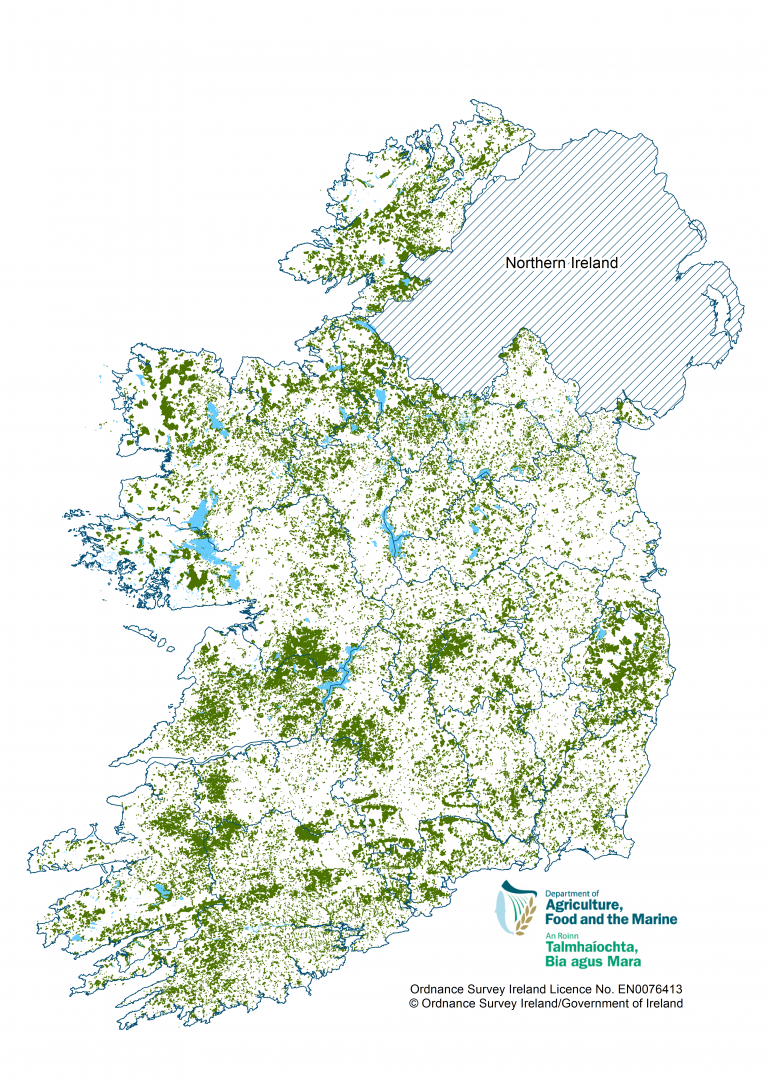 Forest Cover in the Republic of Ireland Forest Climatic Zones